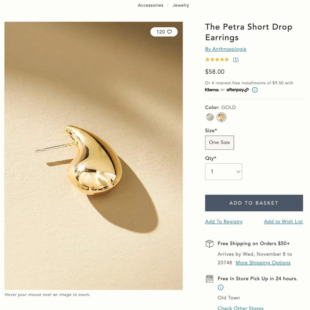 Anthropologie The Petra Short Drop Earrings - Picture 3 of 4